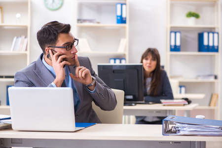 Man and woman working in the officeの写真素材
