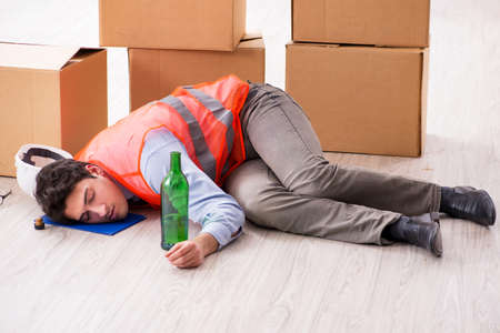 Delivery man drunk at work