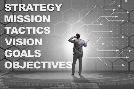 Businessman confused with strategic objectivesの写真素材