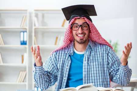 Arab student preparing for university examsの写真素材