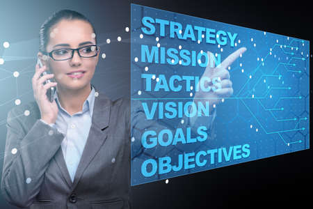 Businesswoman in strategic planning conceptの写真素材