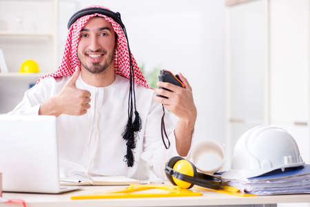 Arab engineer working on new projectの写真素材