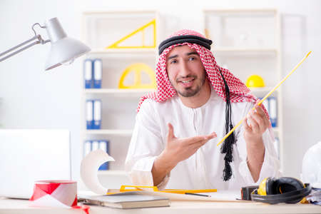 Arab engineer working on new projectの写真素材