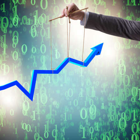 Hand supporting the growth chart lineの写真素材