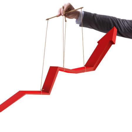 Hand supporting the growth chart lineの写真素材