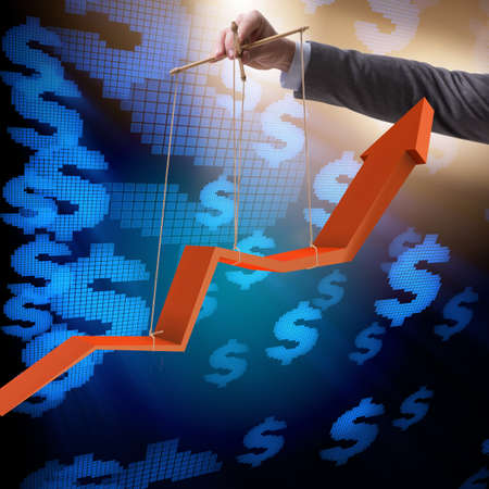 Hand supporting the growth chart lineの写真素材