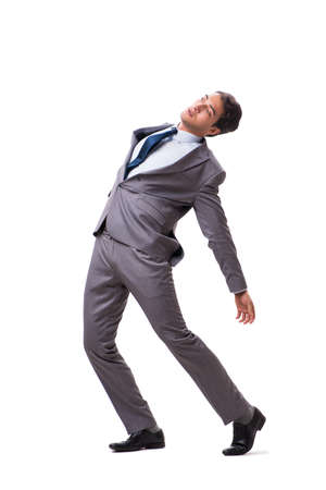 Young puppet businessman isolated on white backgroundの写真素材