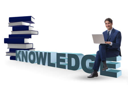 Businessman in telelearning concept with laptopの写真素材