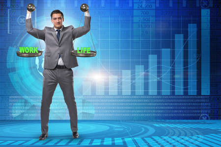 Businessman trying to find balance between home and work