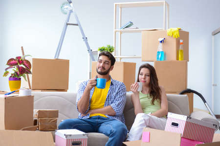 Young family moving to new apartment