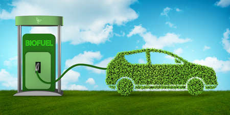 Car powered by biofuel - 3d rendering