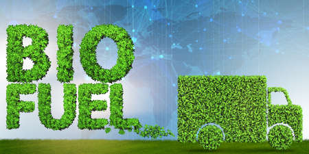 Delivery van powered by biofuel - 3d renderingの写真素材
