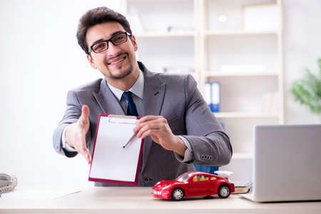 Agent offering car motor insuranceの写真素材