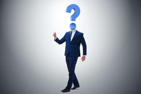 Businessman with question mark instead of head
