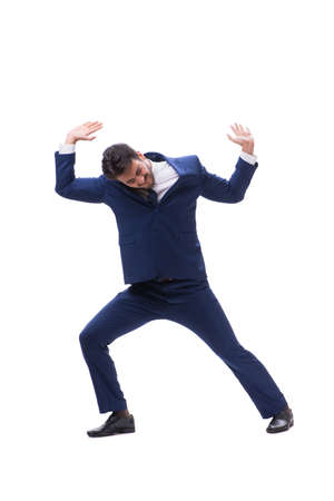Young businessman isolated on whie backgroundの写真素材