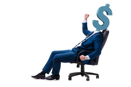 Businessman with dollar sign instead of headの写真素材