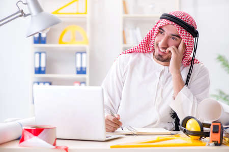 Arab engineer working on new projectの写真素材