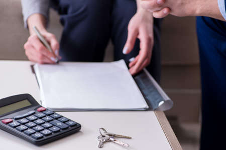 Mortgage agreement is being signedの写真素材