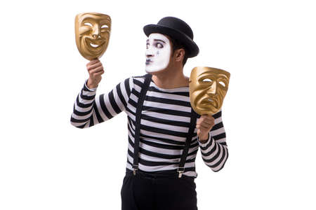 Mime with masks isolated on white backgroundの写真素材