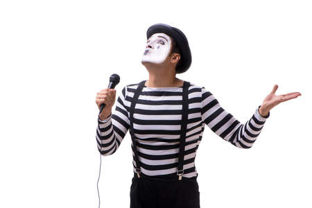 Mime singing isolated on white backgroundの写真素材