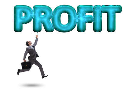 Businessman flying in profit concept