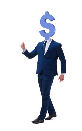 Businessman with dollar sign instead of headの写真素材