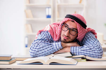 Arab student preparing for university examsの写真素材