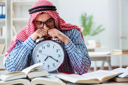 Arab student preparing for university examsの写真素材