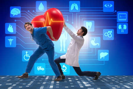 Man doctor in cardiology telemedicine conceptの写真素材