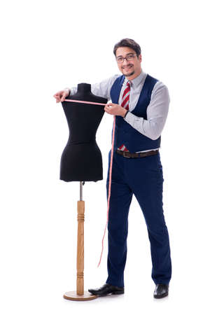 Male tailor isolated on white backgroundの写真素材