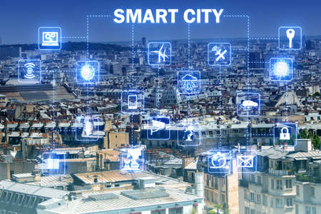 Concept of smart city and internet of many thingsの写真素材
