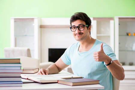 Student preparing for university exams at homeの写真素材