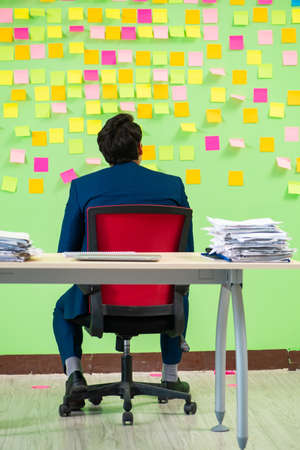 Businessman having trouble with his prioritiesの写真素材