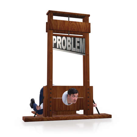 Businessman unsuccessfully dealing with business problemsの写真素材