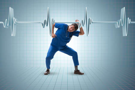 Man doctor in cardiology telemedicine conceptの写真素材