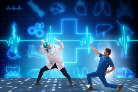 Man doctor in cardiology telemedicine conceptの写真素材