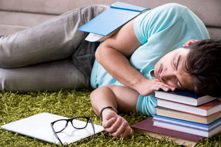 Student preparing for university exams at homeの写真素材