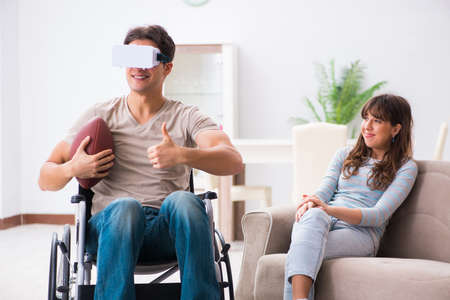 Disabled man with virtual glasses