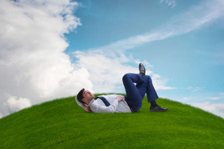 Businessman employee enjoying time off work