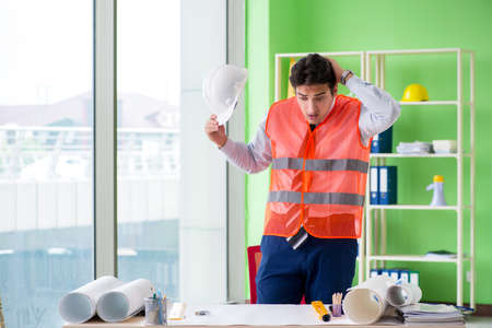 Man architect working on the projectの写真素材