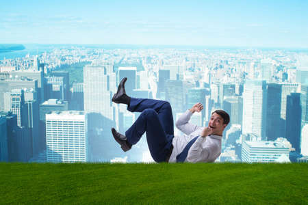 Happy businessman is excited from new business opportunityの写真素材