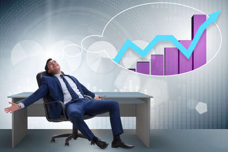 Businessman dreaming of economy and market recovery growthの写真素材