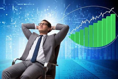 Businessman dreaming of economy and market recovery growthの写真素材
