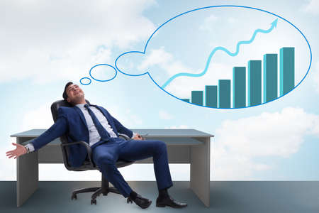 Businessman dreaming of economy and market recovery growthの写真素材