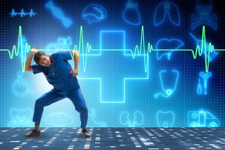 Man doctor in cardiology telemedicine conceptの写真素材