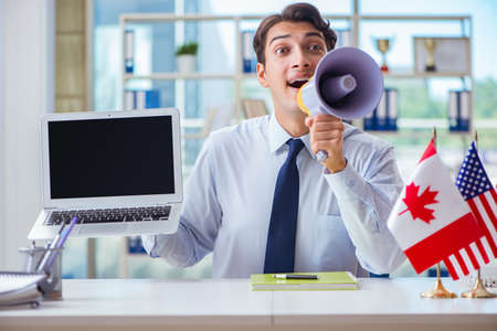 Sales agent working in travel agencyの写真素材