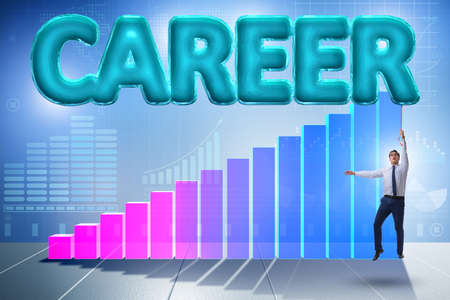 Businessman flying in career conceptの写真素材