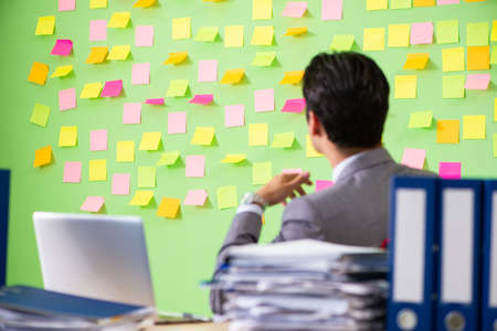 Businessman having trouble with his prioritiesの写真素材