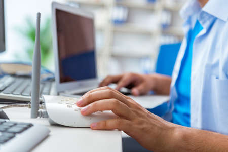 Frustrated young man due to weak internet receptionの写真素材