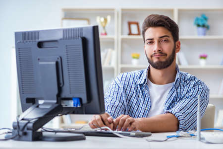 Frustrated young man due to weak internet reception